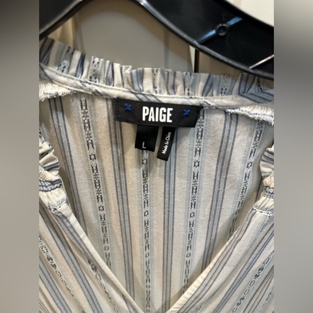 Paige Kylenn long sleeve tie waist flounce hem striped dress size Large- MINT - Picture 8 of 11